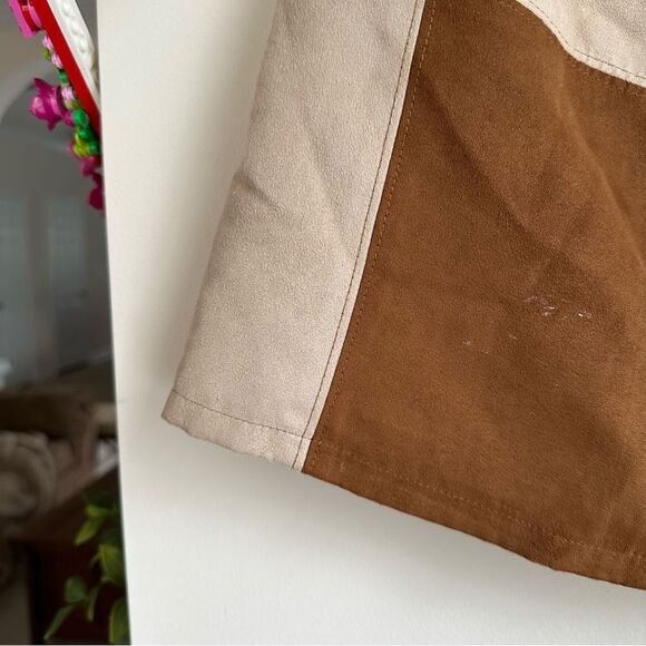 Hollister tan brown and neutrals color block western mini skirt cowgirl - Picture 7 of 10